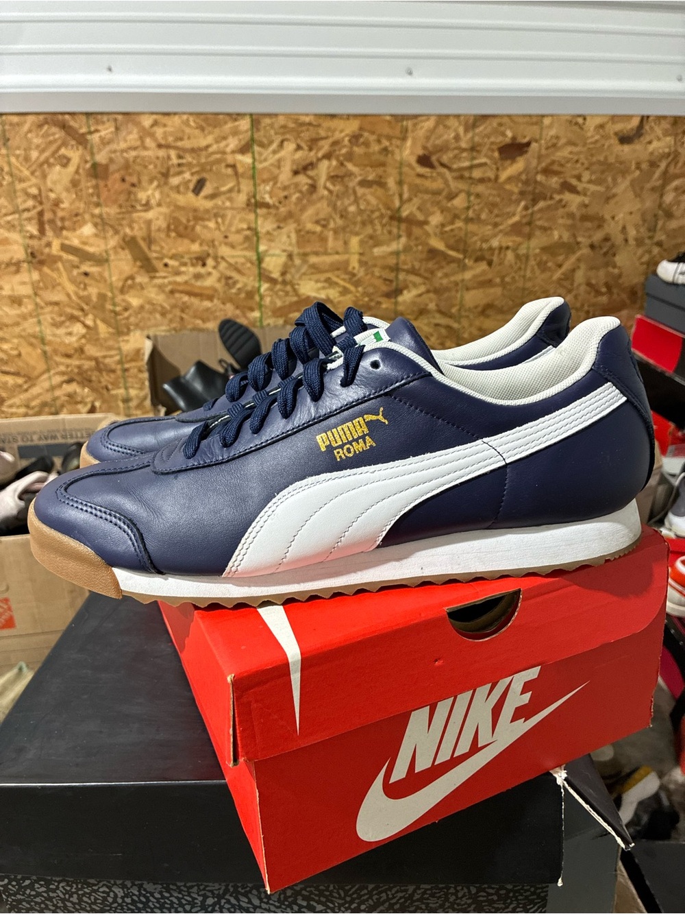 Puma Navy White Low-Top Roma Sneaker